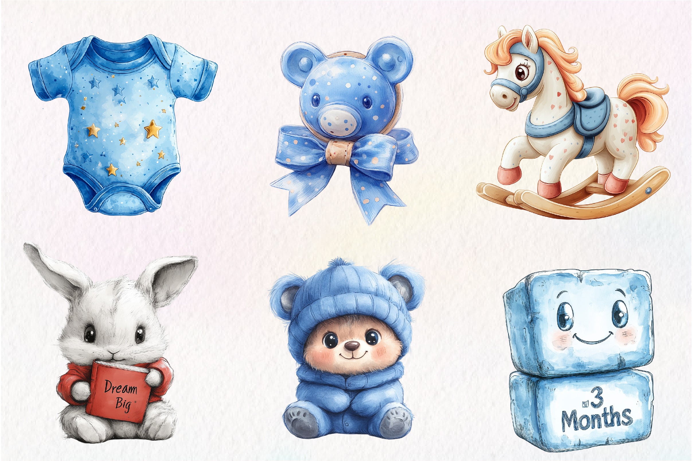 Blue Baby Boy Nursery Clipart Bundle 1 - CraftNest - Digital Crafting and Art
