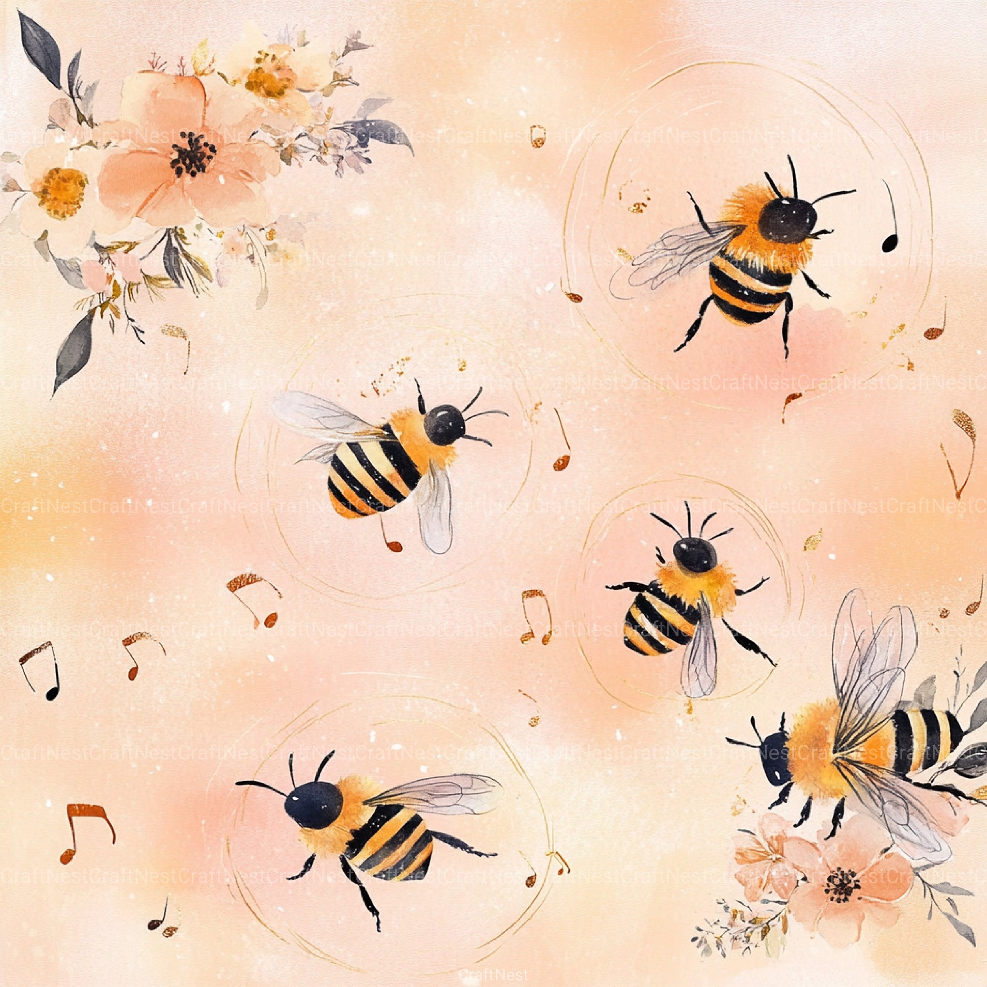 Princess Bee Digital Paper - CraftNest - Digital Crafting and Art