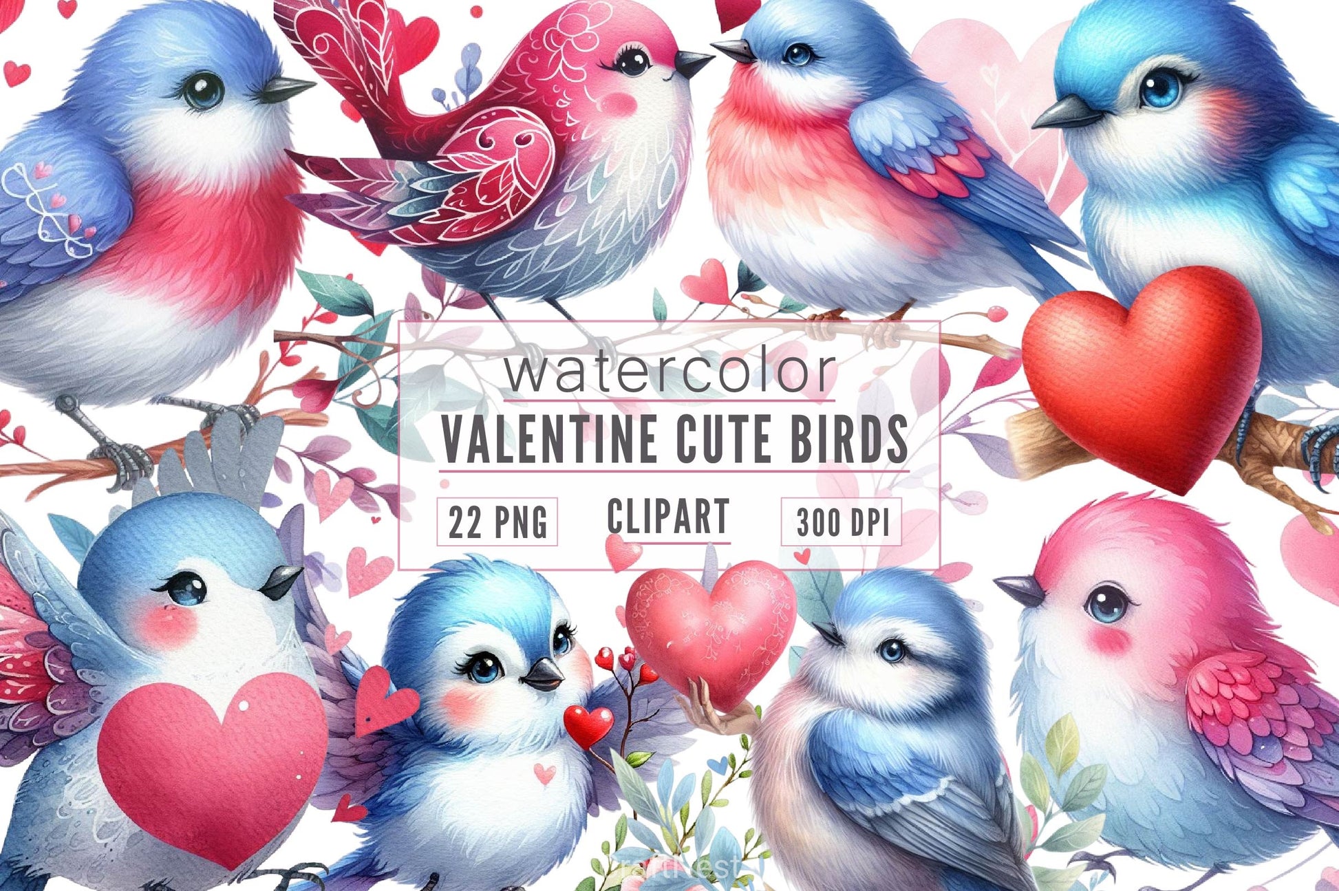 Valentine Bird Clipart Bundle - CraftNest - Digital Crafting and Art