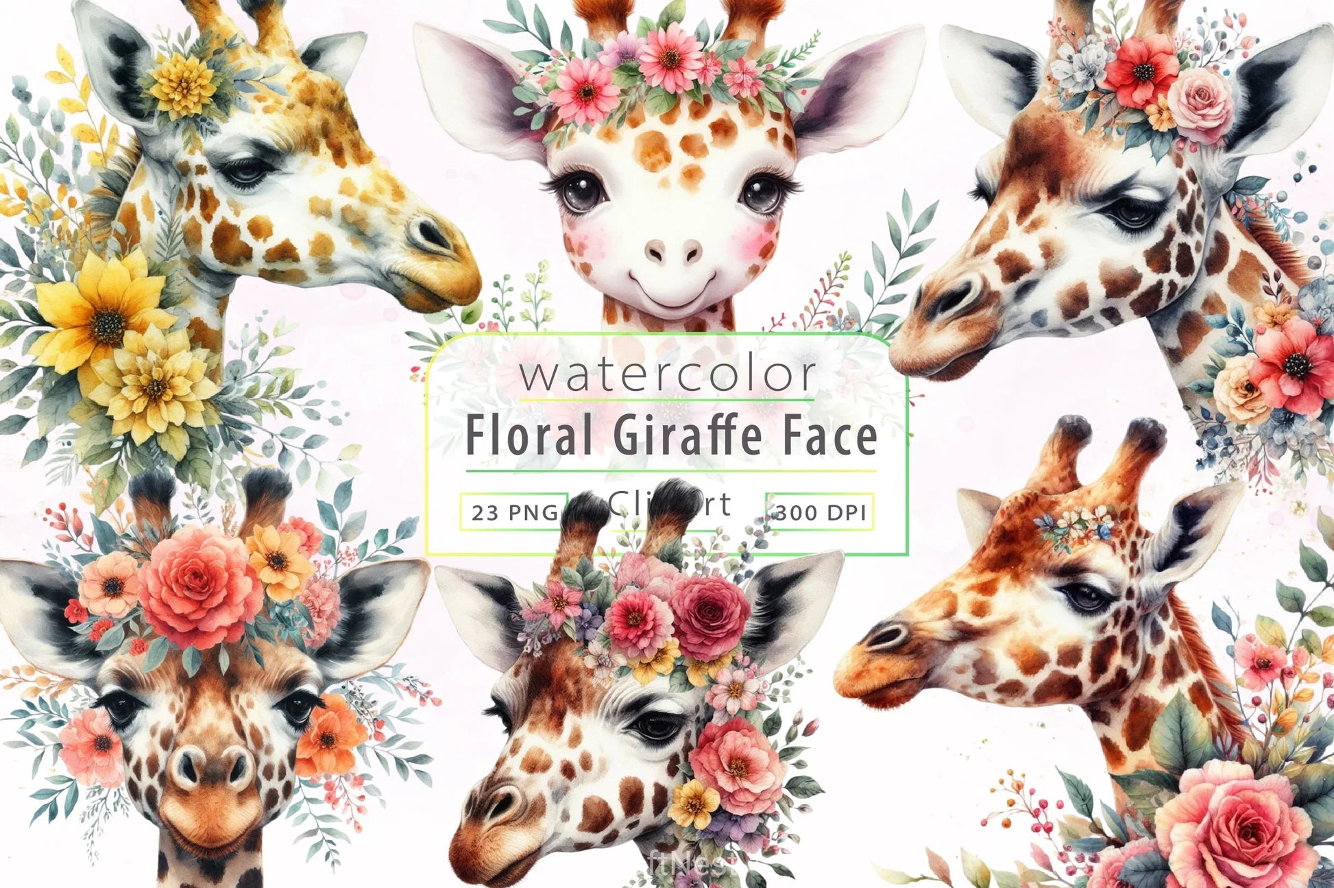 Floral Giraffe Clipart Bundle - CraftNest - Digital Crafting and Art
