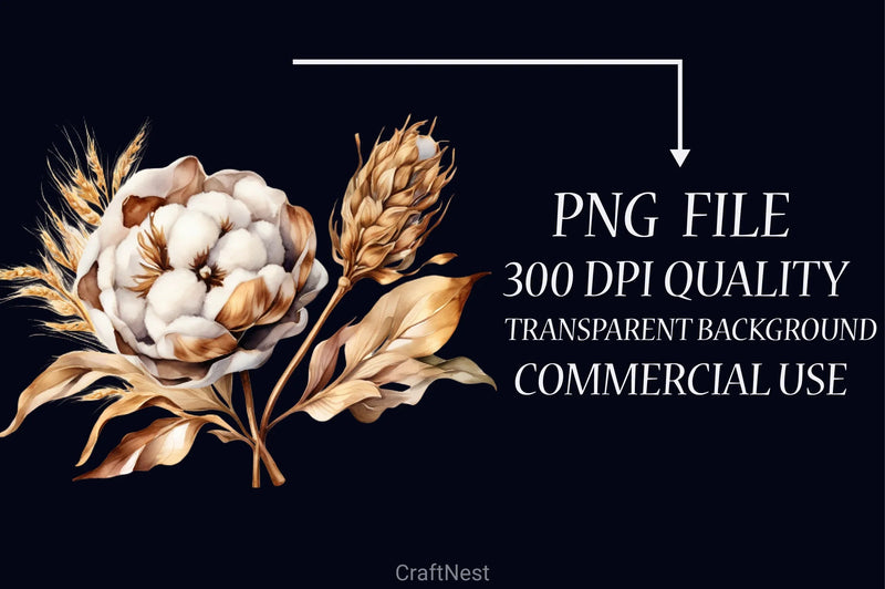 Cotton Flower Clipart Bundle 2 - CraftNest - Digital Crafting and Art