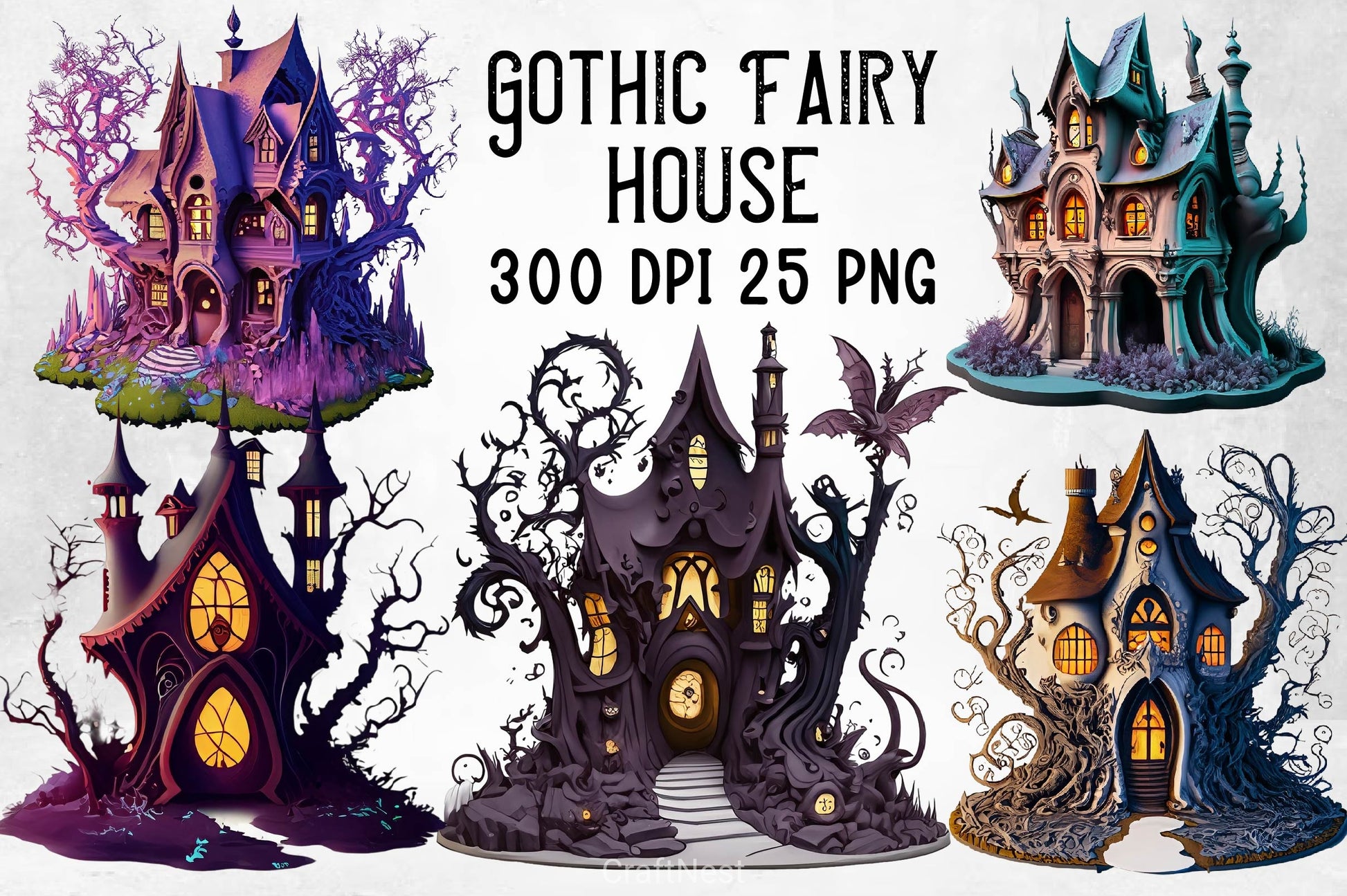 Gothic Fairy House Clipart Bundle - CraftNest - Digital Crafting and Art