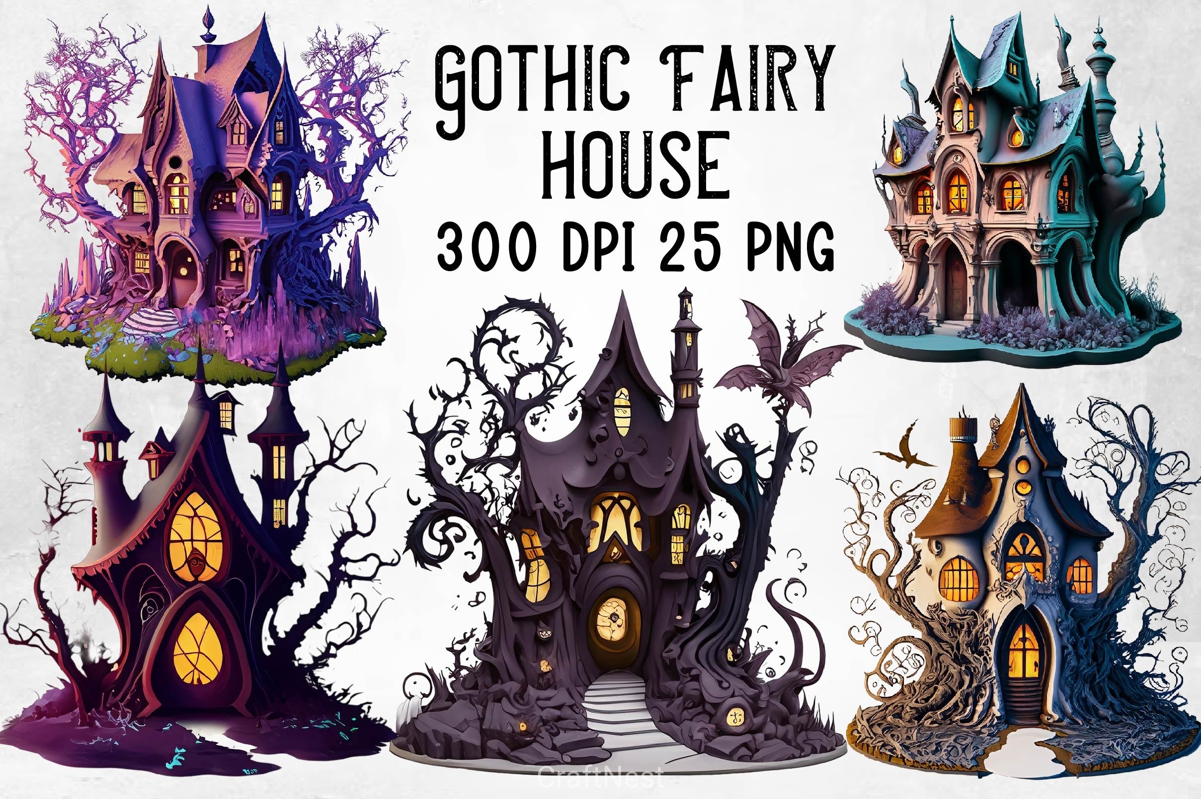 Gothic Fairy House Clipart Bundle - CraftNest - Digital Crafting and Art