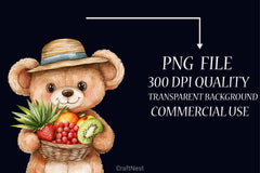 Summer Teddy Bear Clipart Bundle 3 - CraftNest - Digital Crafting and Art