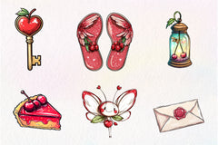 Cherry Red Magical Summer Clipart Bundle - CraftNest - Digital Crafting and Art
