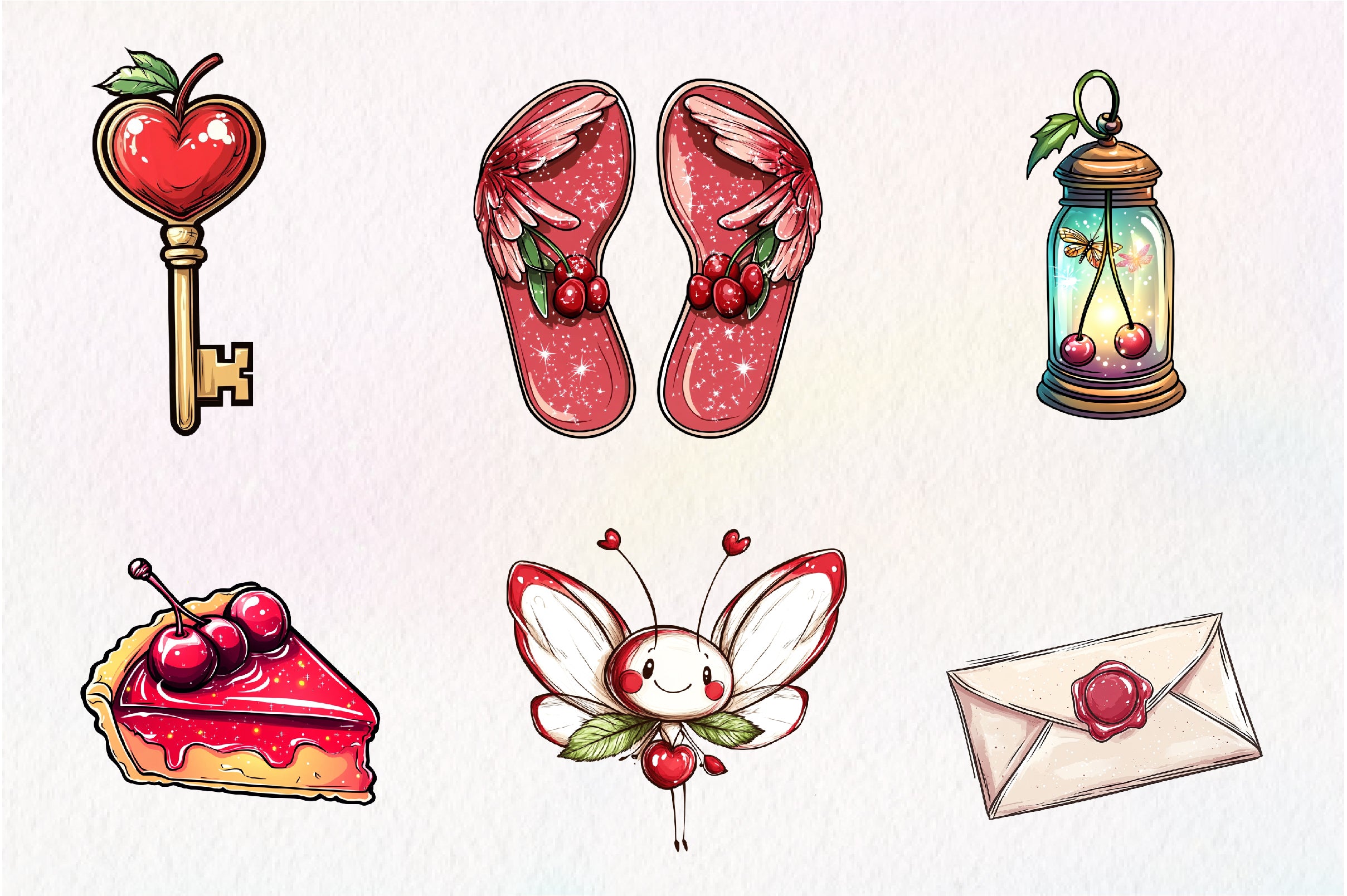 Cherry Red Magical Summer Clipart Bundle - CraftNest - Digital Crafting and Art