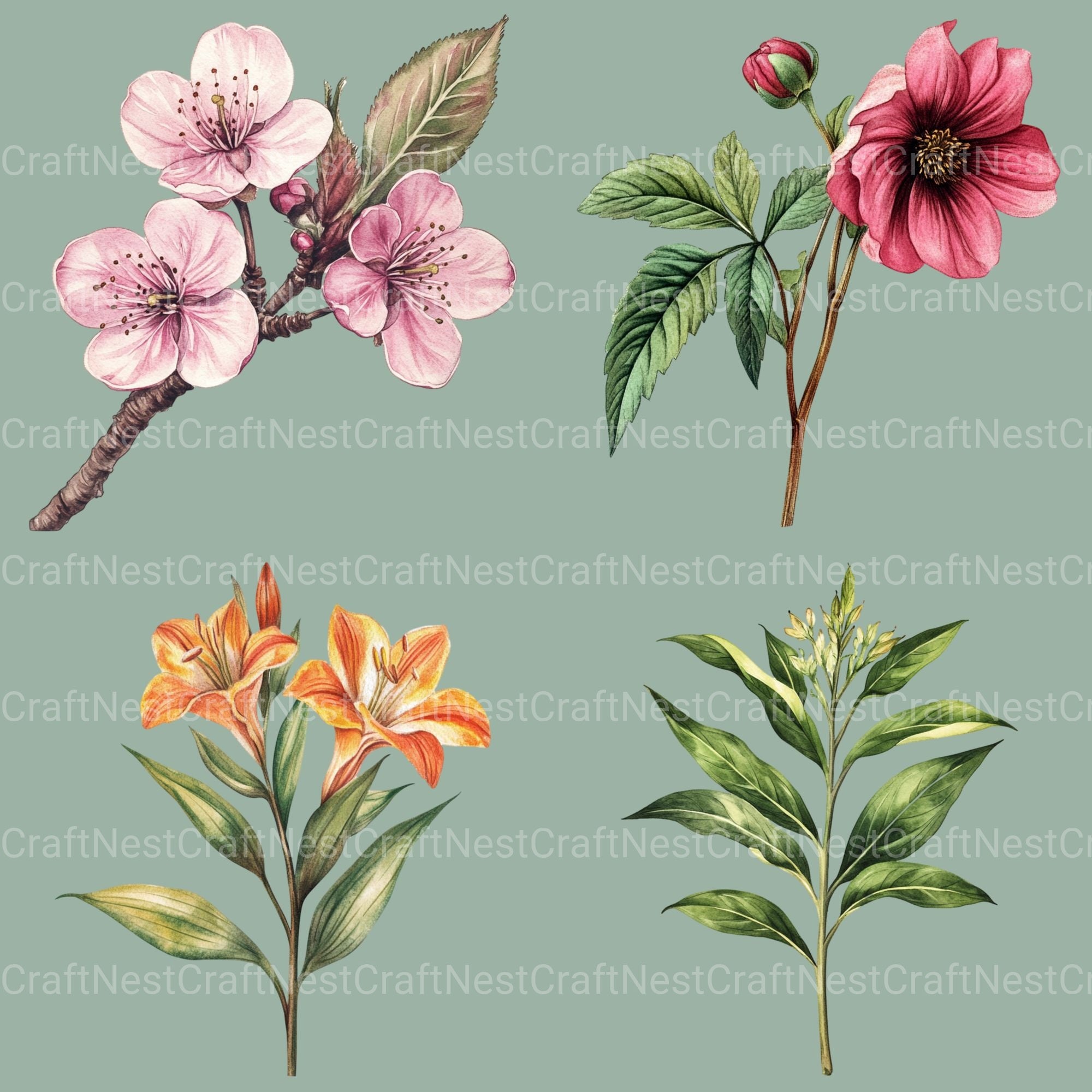 Vintage Botanical Clipart Bundle - CraftNest - Digital Crafting and Art