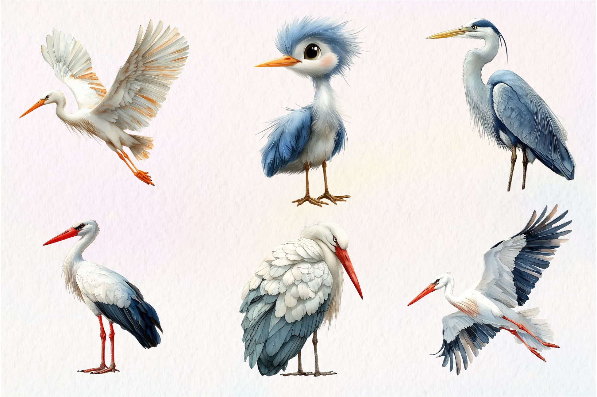 White Stork Heron Clipart Bundle - CraftNest - Digital Crafting and Art