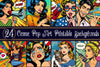 Comic Pop Art Printable Backgrounds Clipart Bundle