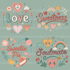 Retro Love Words Clipart Bundle - CraftNest - Digital Crafting and Art