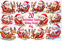 Cute Santa Christmas Reindeer Clipart Bundle - CraftNest - Digital Crafting and Art