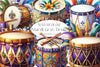 Mardi Gras Drum Clipart Bundle