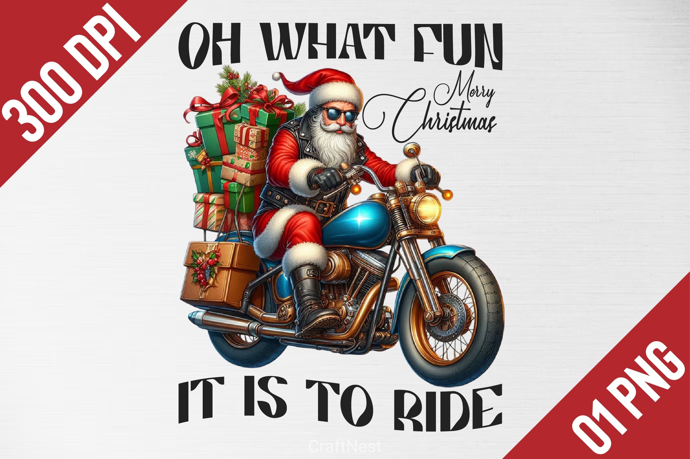 Christmas Biker Santa Clipart Bundle - CraftNest - Digital Crafting and Art