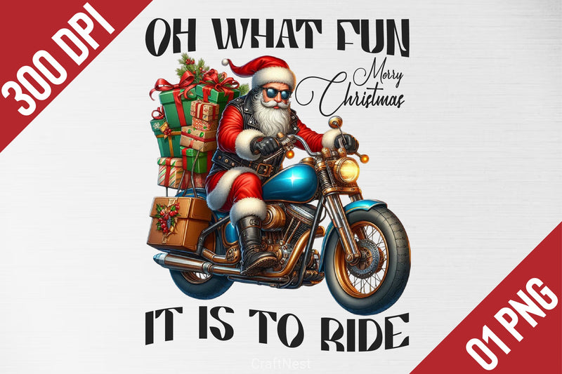 Christmas Biker Santa Clipart Bundle - CraftNest - Digital Crafting and Art