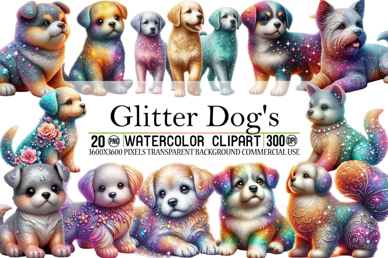 Glitter Dogs Clipart Bundle - CraftNest - Digital Crafting and Art