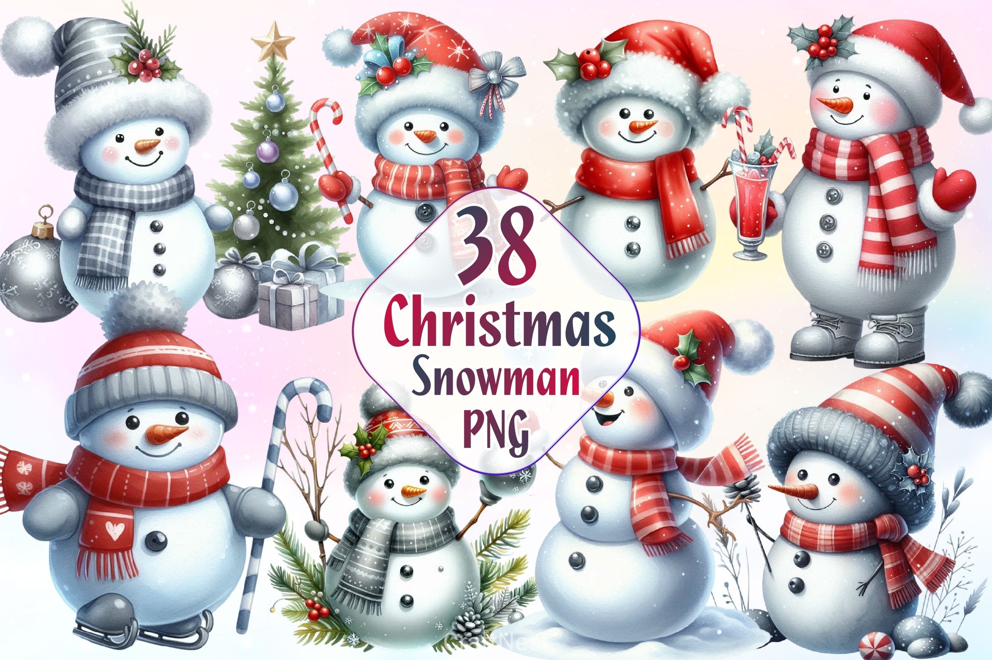 Christmas Snowman Clipart Bundle 4 - CraftNest - Digital Crafting and Art