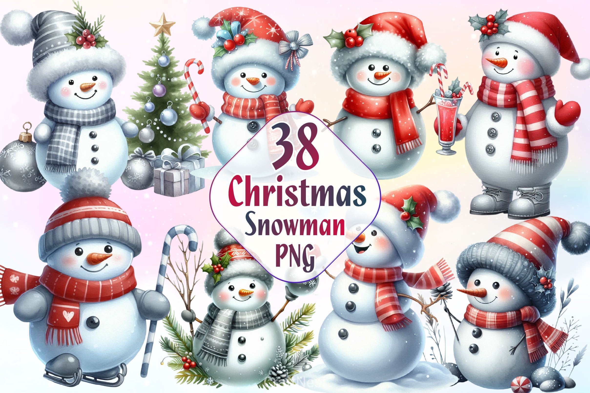 Christmas Snowman Clipart Bundle 4 - CraftNest - Digital Crafting and Art