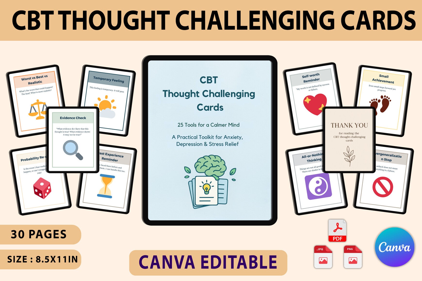 CBT Thought Challenging Cards