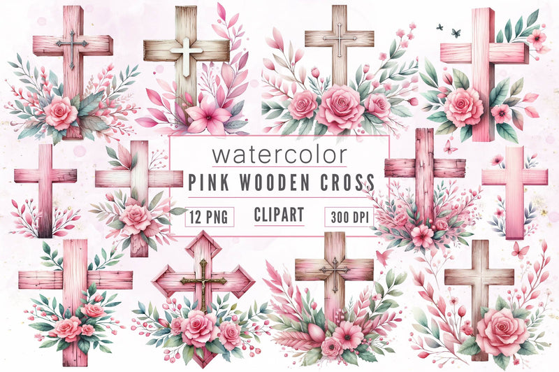 Pink Wooden Cross Clipart Bundle 3 - CraftNest - Digital Crafting and Art