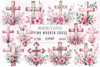 Pink Wooden Cross Clipart Bundle 3