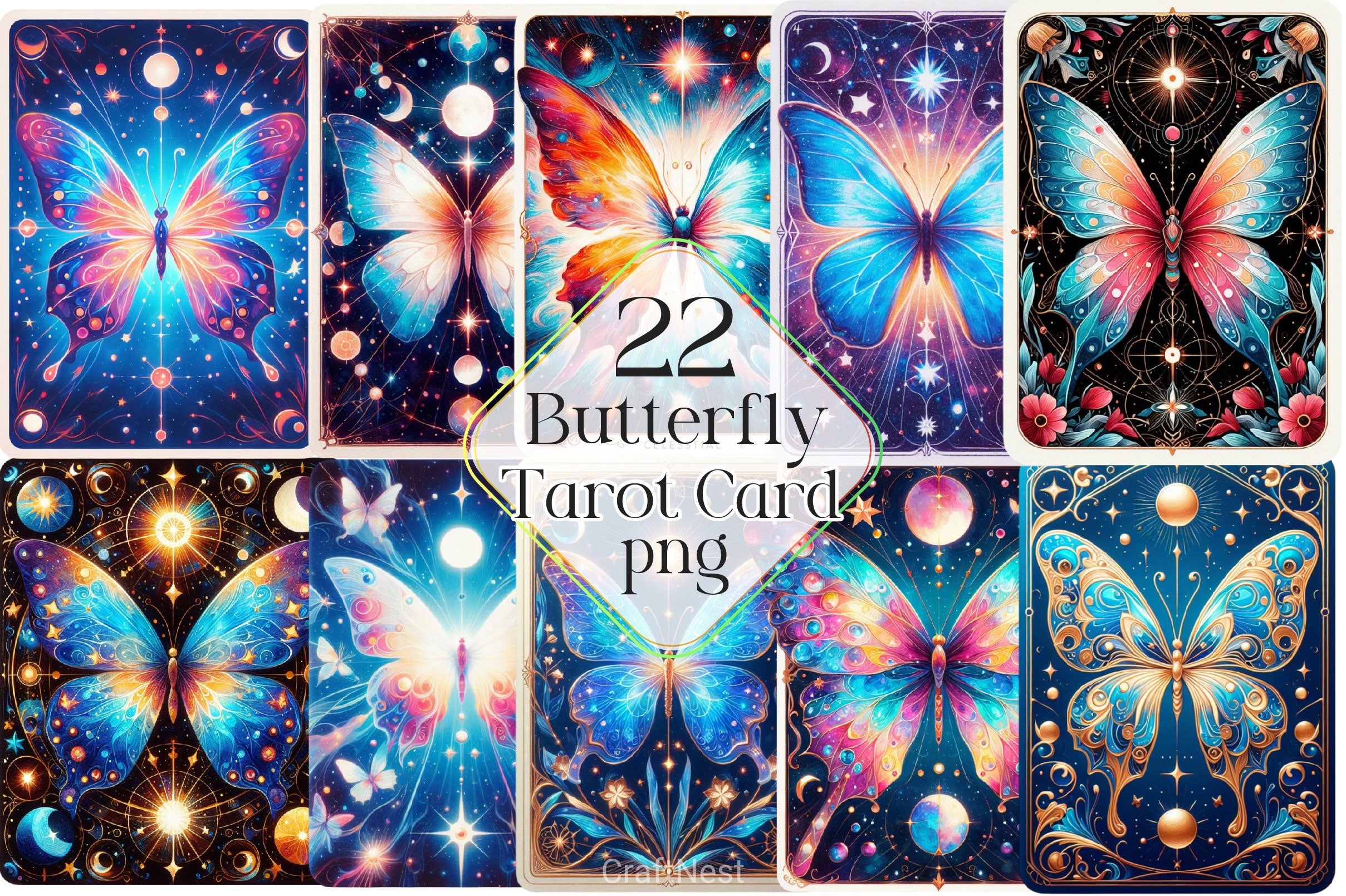 Butterfly Tarot Cards Clipart Bundle - CraftNest - Digital Crafting and Art
