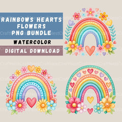 Rainbows Hearts Flowers Clipart Bundle - CraftNest - Digital Crafting and Art