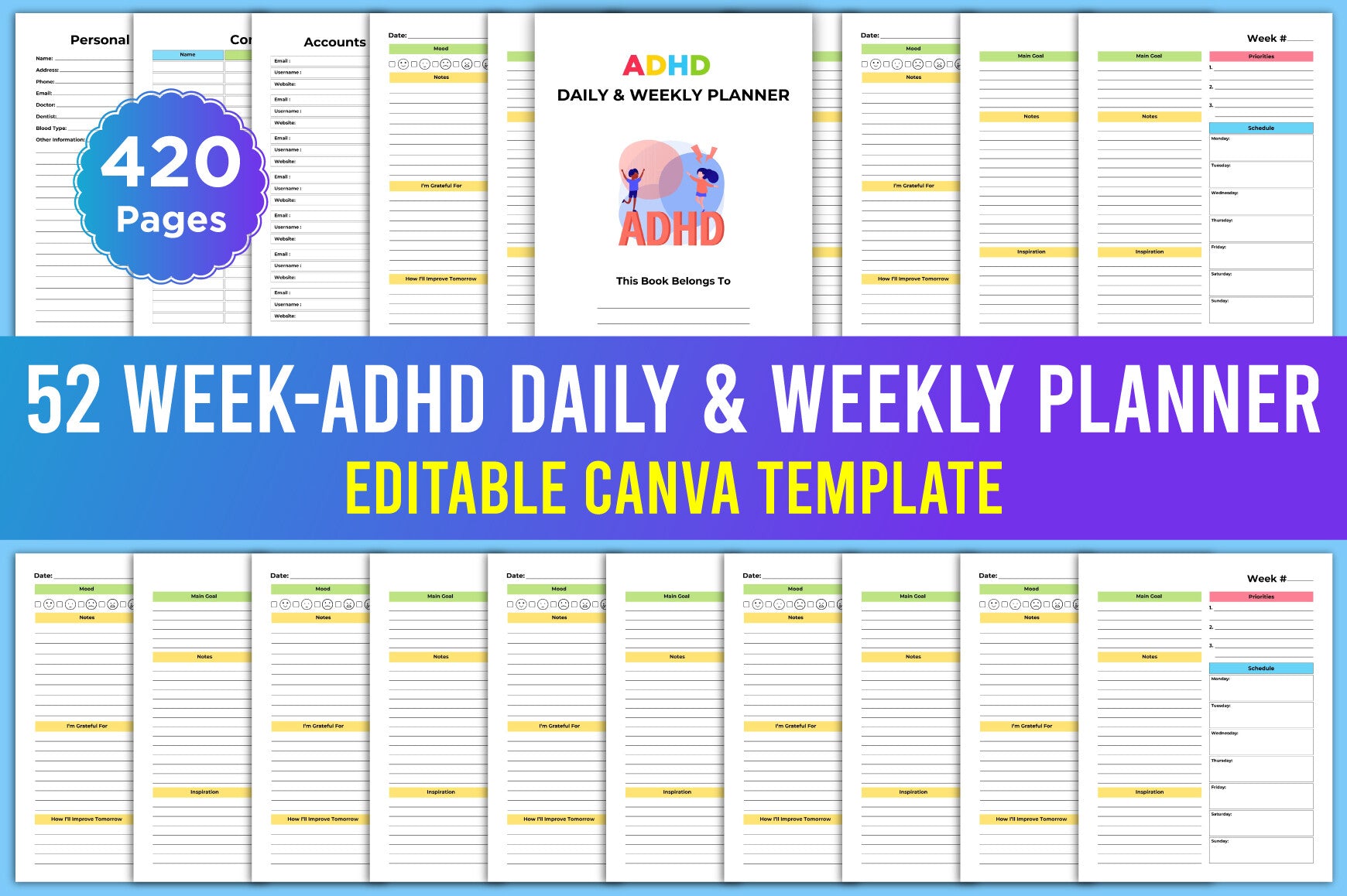 ADHD Daily Weekly Planner