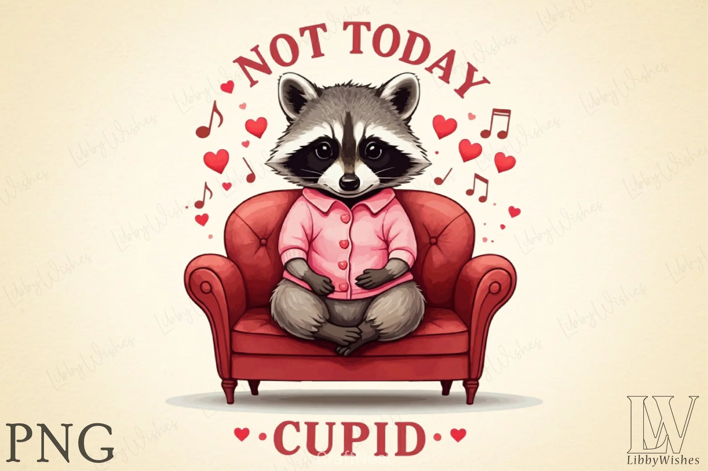 Cupid Raccoon Not Today Cupid Raccoon Clipart Bundle