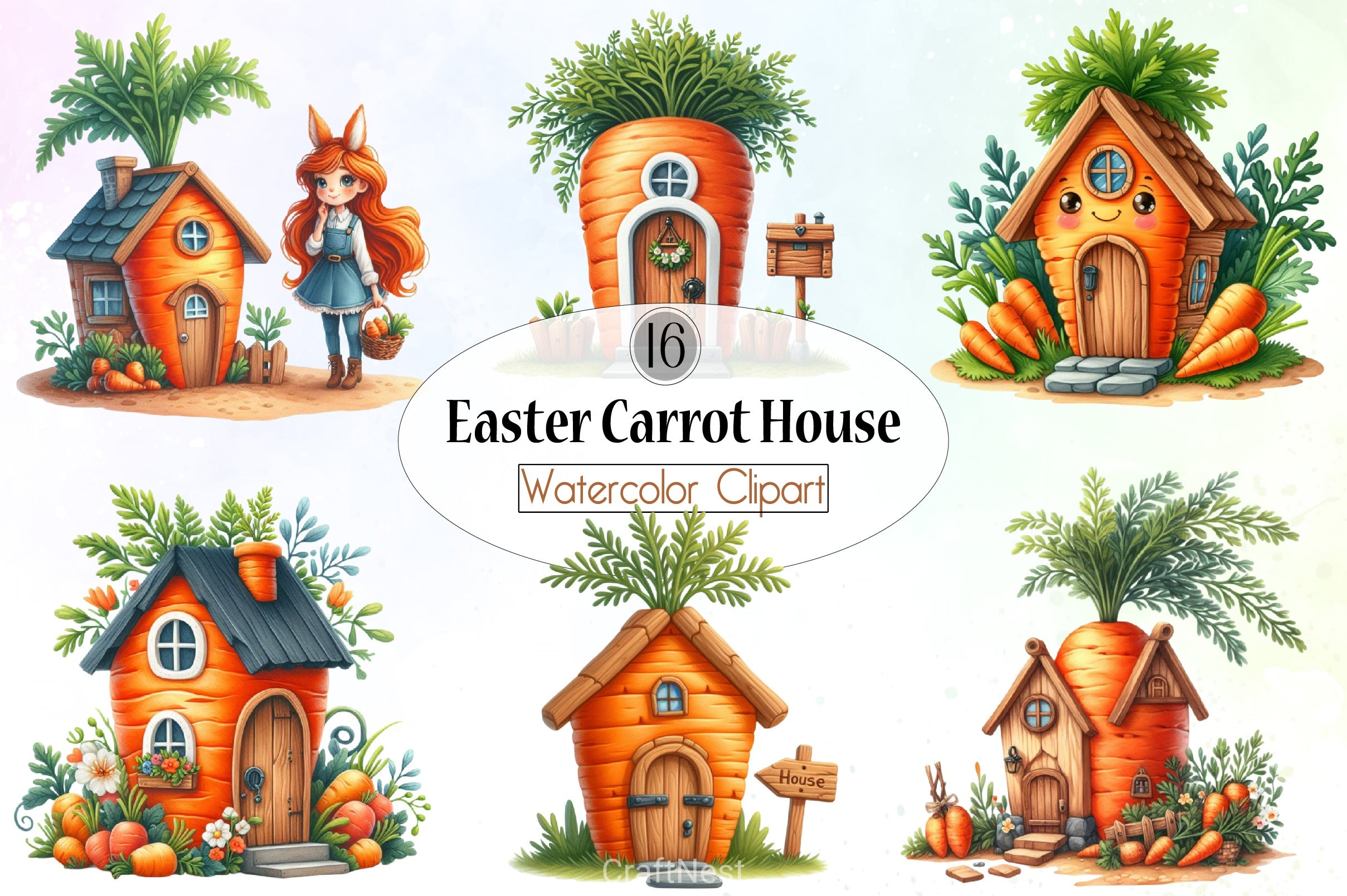 Easter Carrot House Clipart Bundle 2 - CraftNest - Digital Crafting and Art