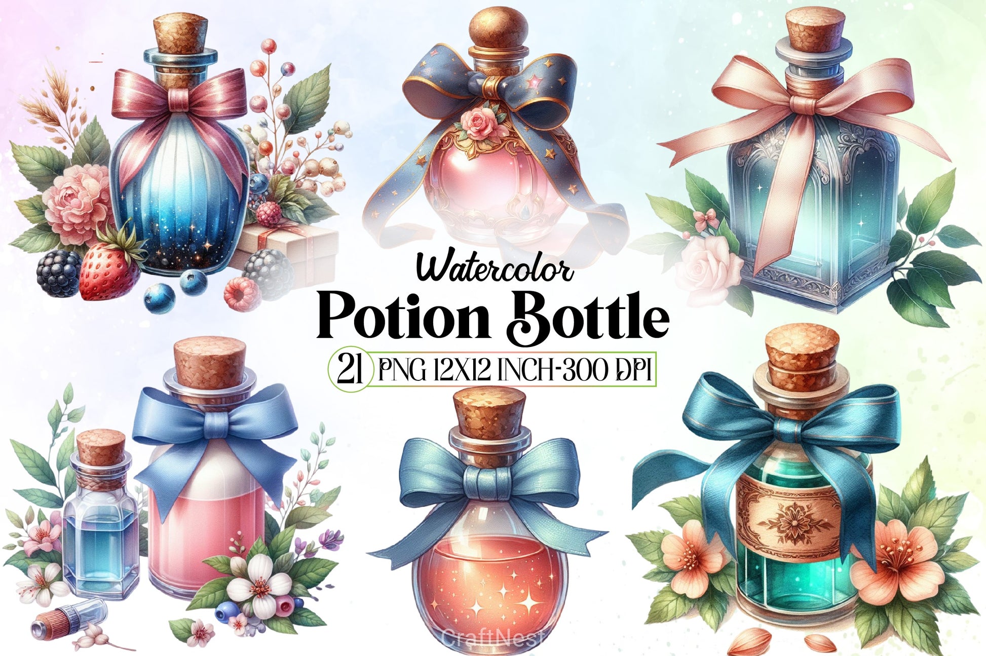 Potion Bottle Clipart Bundle - CraftNest - Digital Crafting and Art