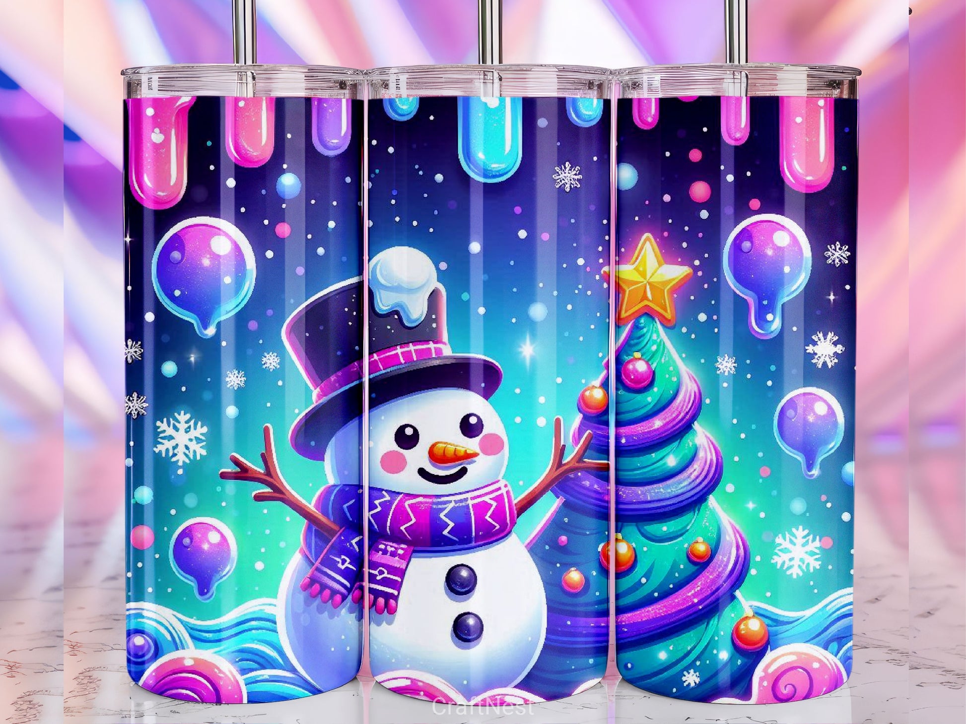 Cute Christmas Snowman Tumbler Wrap Bundle 12 - CraftNest - Digital Crafting and Art