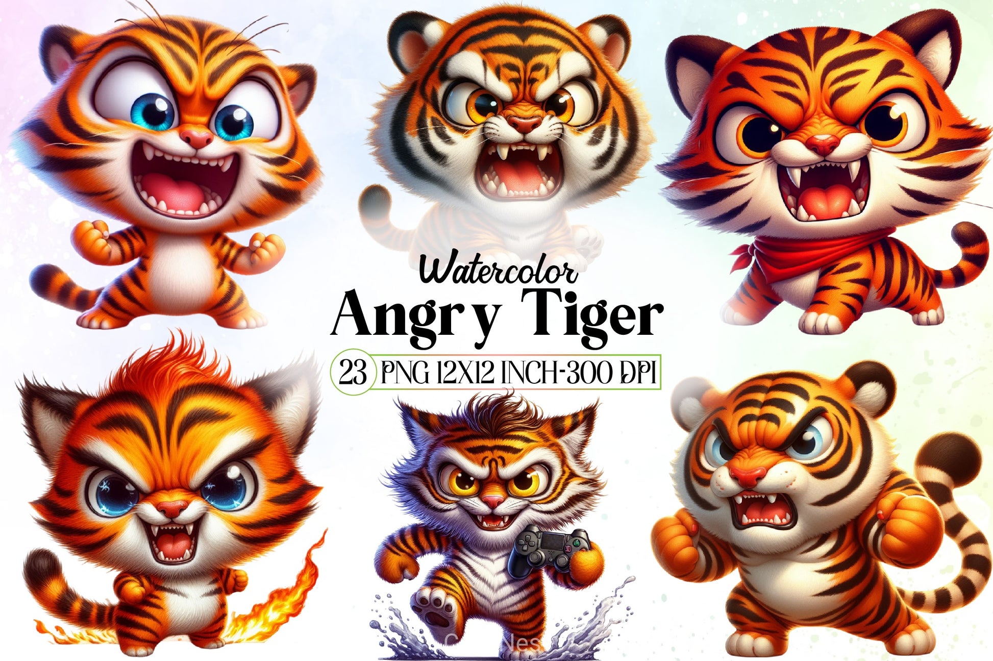 Angry Tiger Clipart Bundle - CraftNest - Digital Crafting and Art