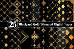 Black And Gold Diamond Digital Paper - CraftNest - Digital Crafting and Art