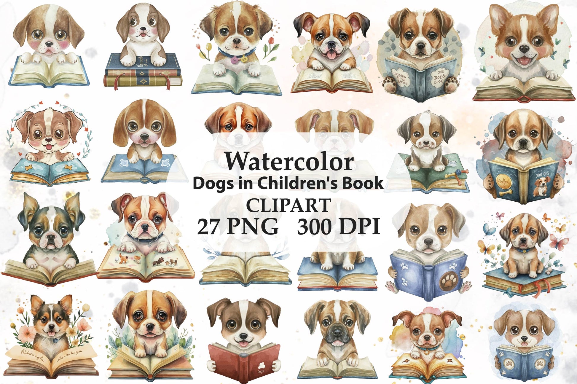 Dogs In Children's Book Clipart Bundle - CraftNest - Digital Crafting and Art