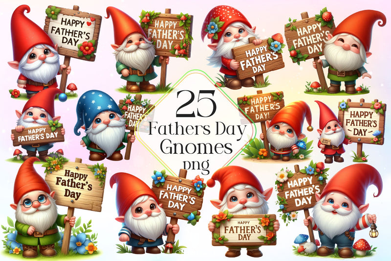 Happy Fathers Day Gnomes Clipart Bundle 2 - CraftNest - Digital Crafting and Art