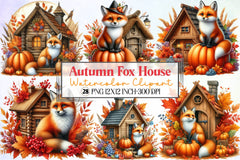 Autumn Fox House Clipart Bundle - CraftNest - Digital Crafting and Art