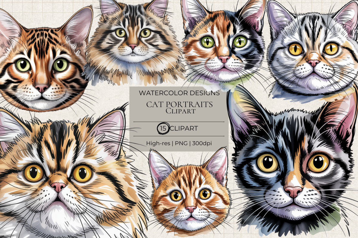 Cat Portraits Clipart