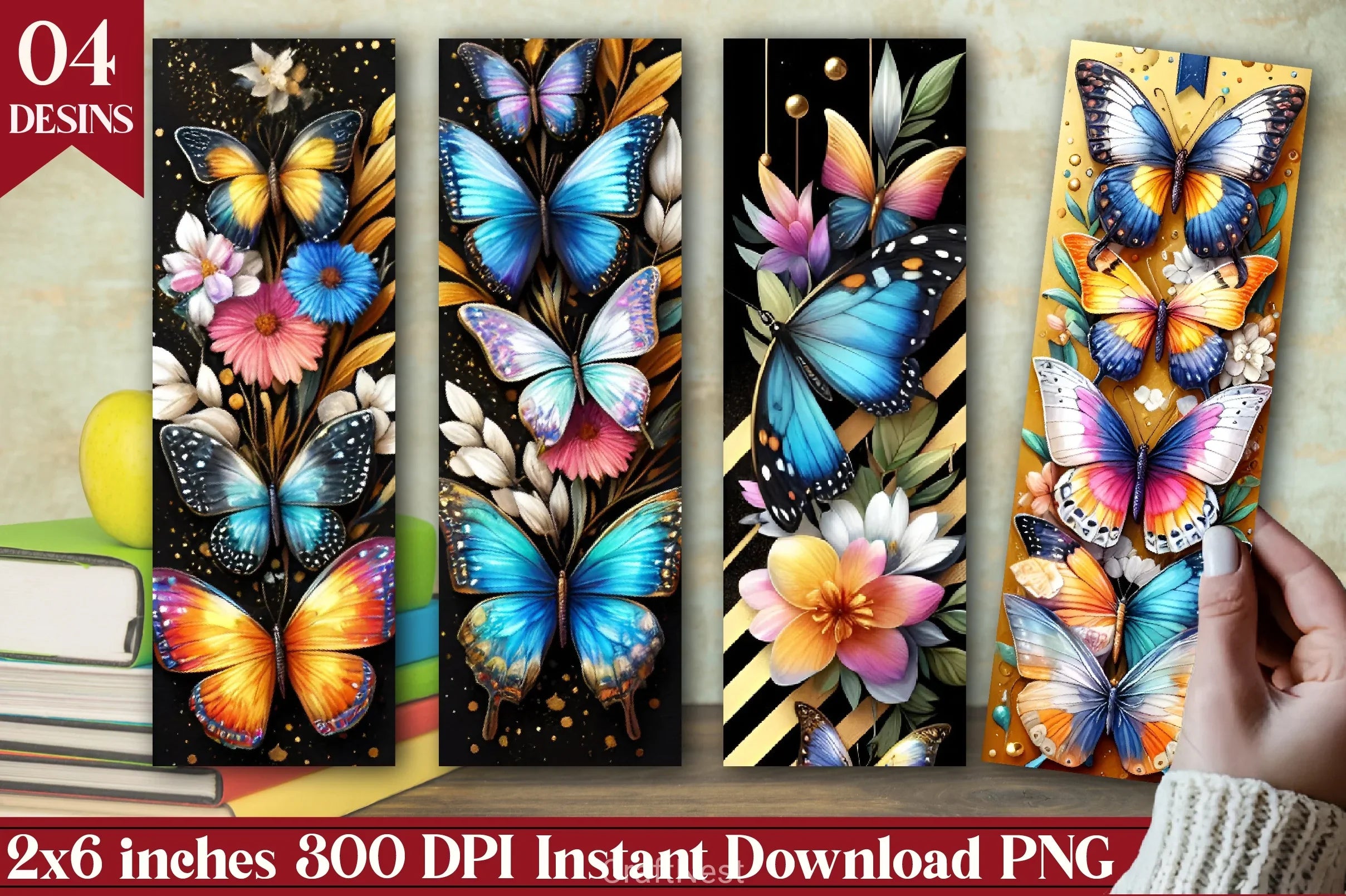 Butterfly Floral Bookmark Journal