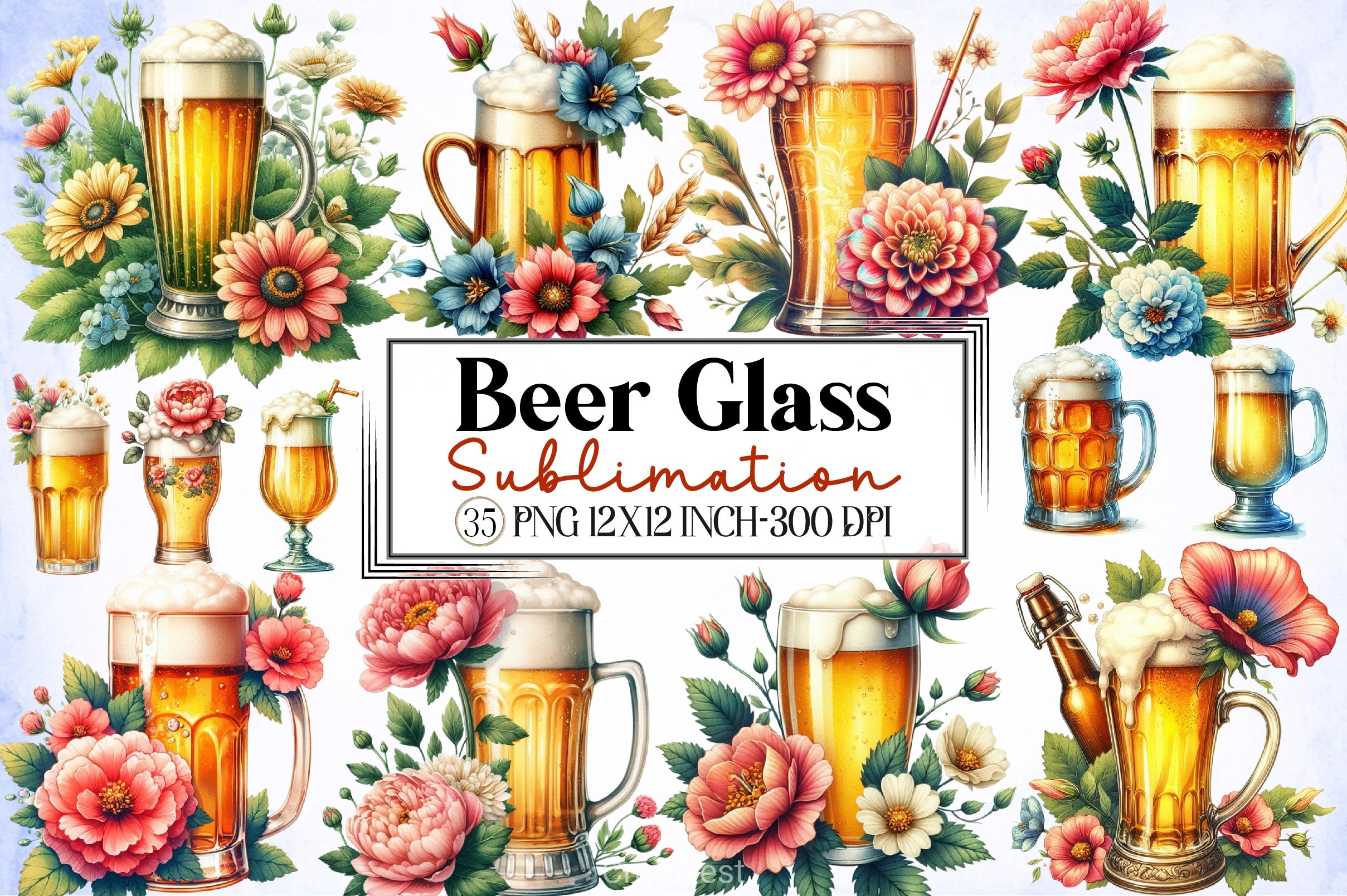 Beer Glass Clipart Bundle - CraftNest - Digital Crafting and Art