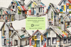 Newspaper Houses Clipart - CraftNest - Digital Crafting and Art