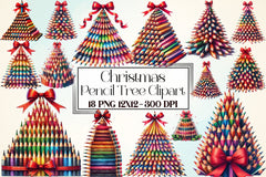 Christmas Pencil Tree Clipart Bundle - CraftNest - Digital Crafting and Art