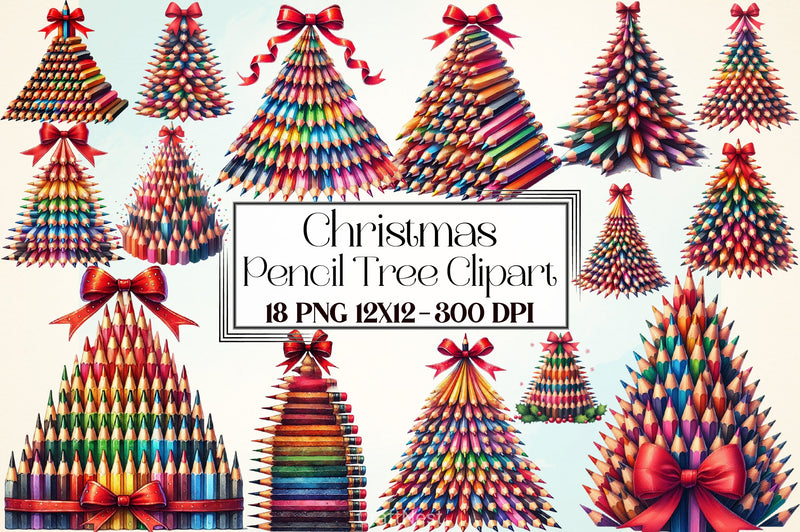Christmas Pencil Tree Clipart Bundle - CraftNest - Digital Crafting and Art