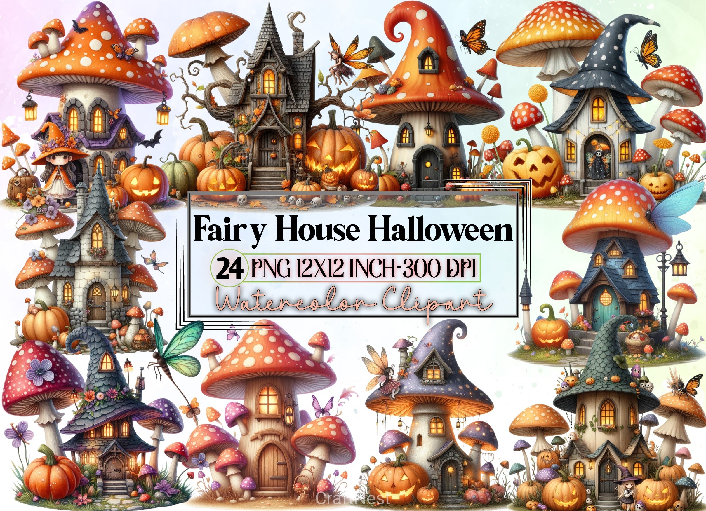 Fairy House Halloween Clipart Bundle - CraftNest - Digital Crafting and Art