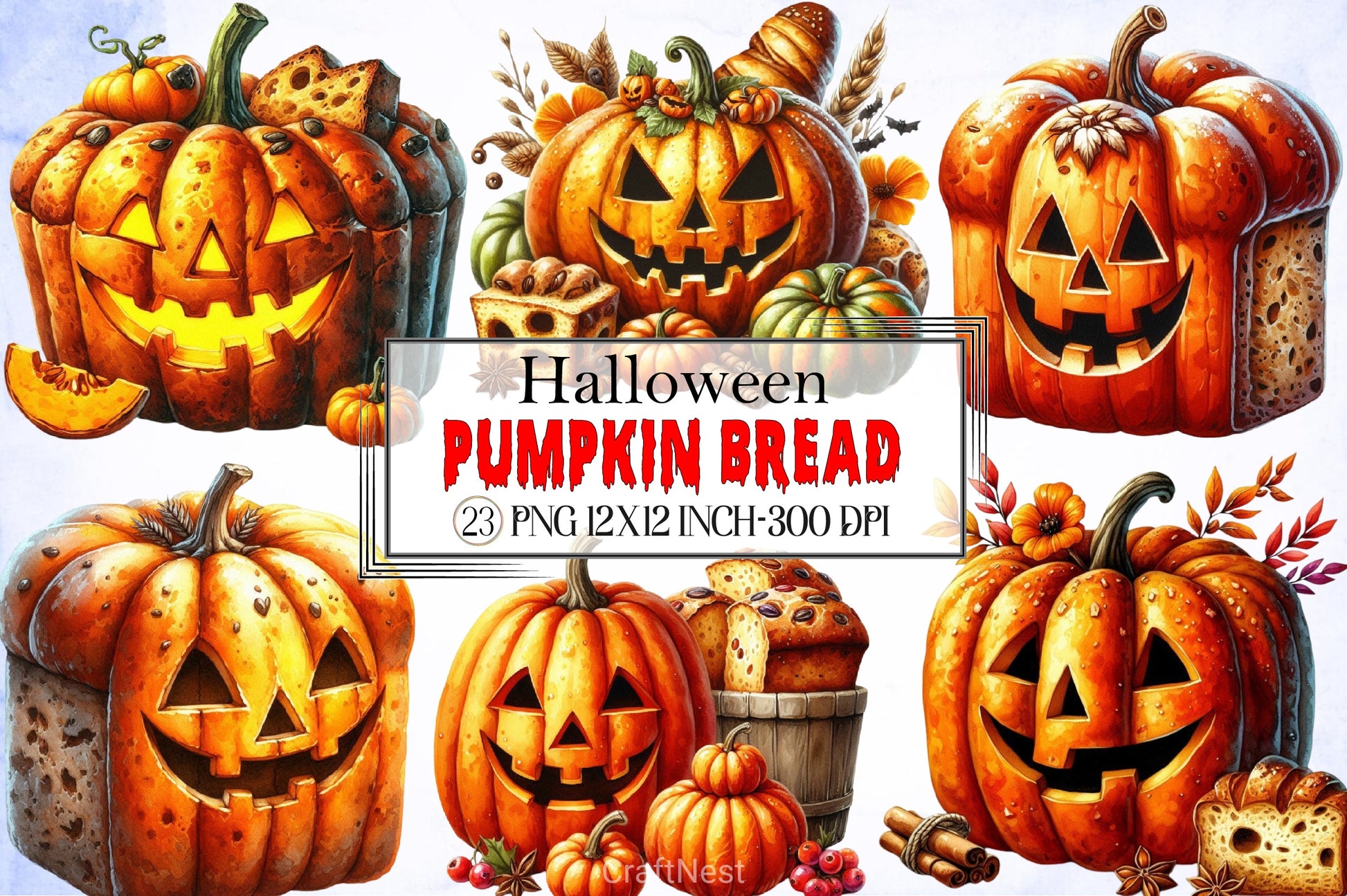 Halloween Pumpkin Bread Clipart Bundle - CraftNest - Digital Crafting and Art