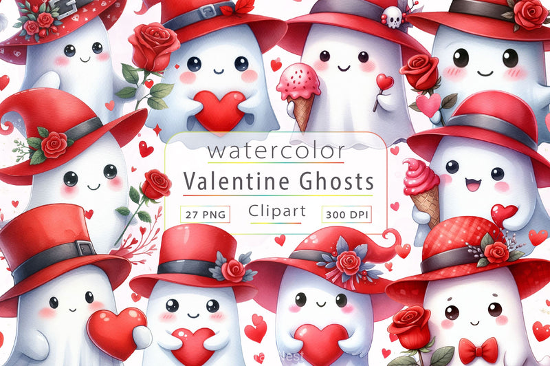 Valentine's Ghosts Clipart Bundle - CraftNest - Digital Crafting and Art