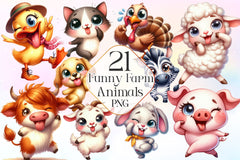 Funny Farm Animals Clipart Bundle 2 - CraftNest - Digital Crafting and Art