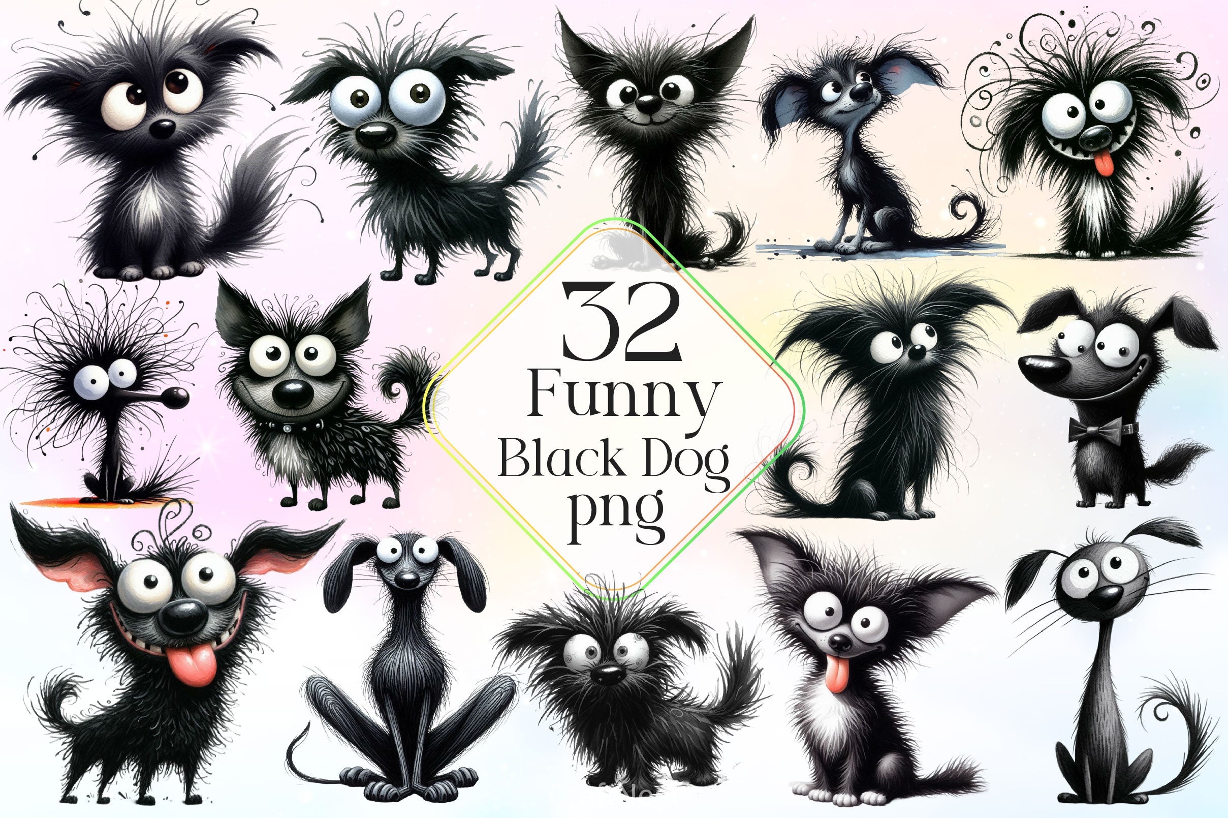 Funny Black Dogs Clipart Bundle - CraftNest - Digital Crafting and Art