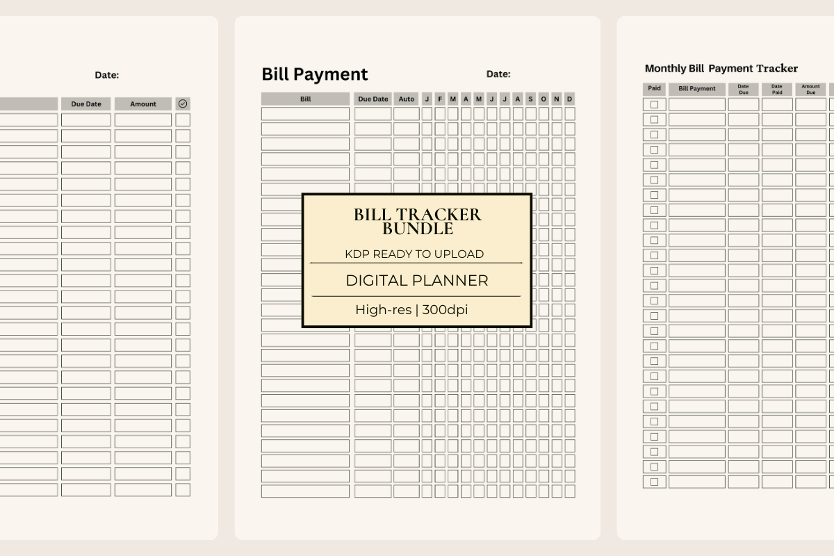 Bill Tracker Bundle KDP Planner