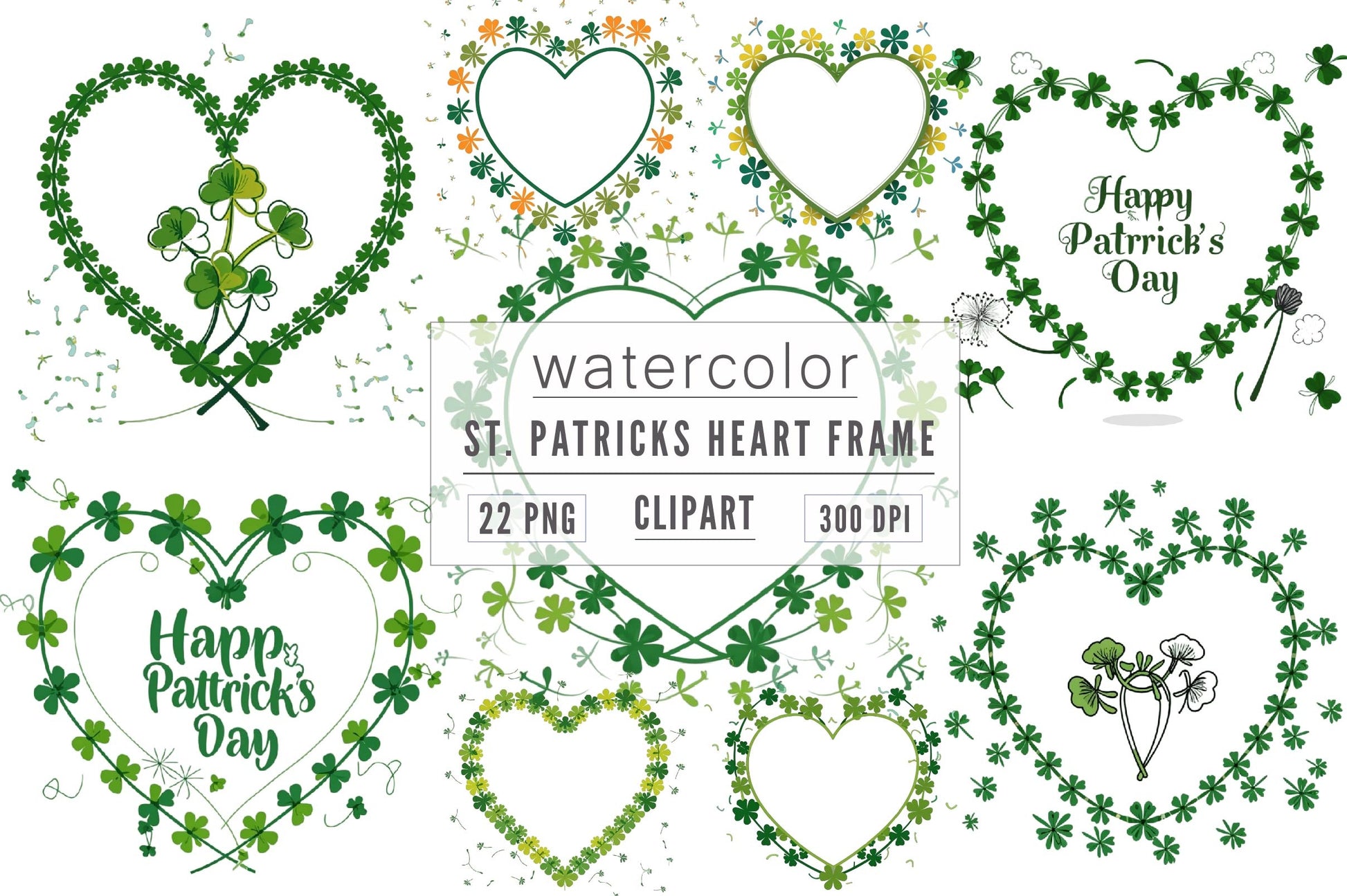 St Patricks Day Heart Frame Clipart Bundle 2 - CraftNest - Digital Crafting and Art