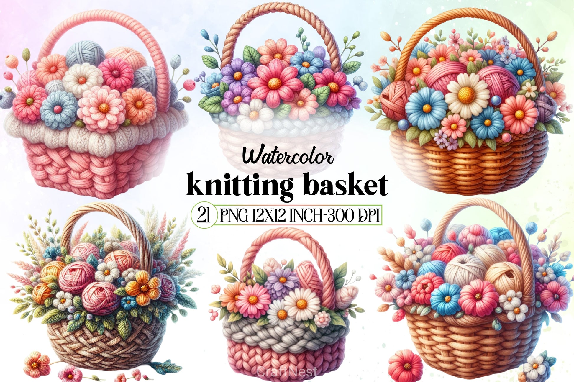 Knitting Basket Clipart Bundle - CraftNest - Digital Crafting and Art
